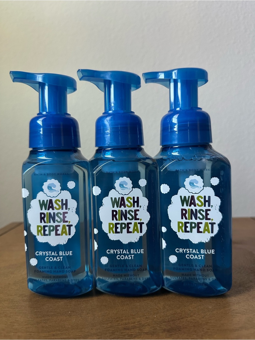 X3 Bath & Body Works wash , rinse , repeat (Crystal Blue Coast) foaming soaps